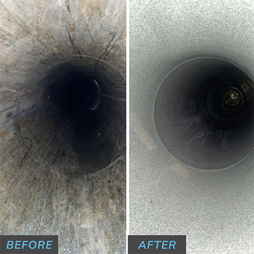 Garbage chute cleaning - Before and after